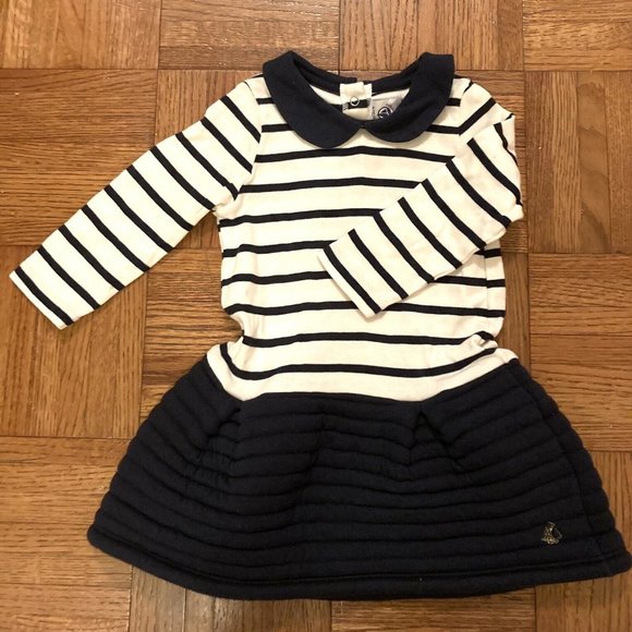 Petit Bateau Other - Petit Bateau Baby Girl 12M Sailor Striped Nautical Dress - Navy and White